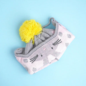 3pcs Grey Bunny Rabbit matching Beanie Winter Cap, Mufflers and Gloves set, 5 - 10 Years - 5 - 10 Years Winter Wear