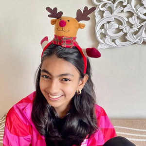 3pcs matching Reindeer set of wristband, Gift sack and hairband for gifts and Christmas Décor - Christmas