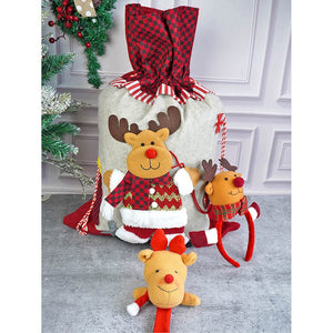 3pcs matching Reindeer set of wristband, Gift sack and hairband for gifts and Christmas Décor - Christmas