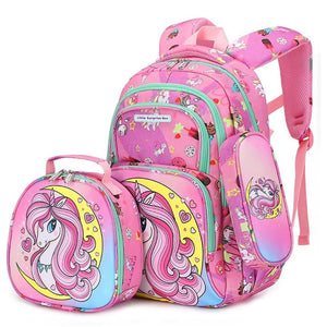 3pcs Moonlit Unicorn Matching Backpack,Lunch Bag and Stationery Pouch - 3899 Back To School