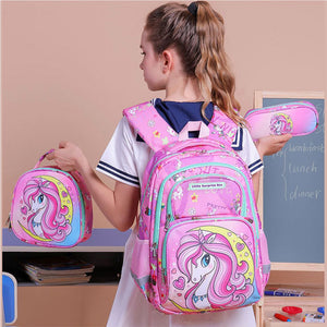 3pcs Moonlit Unicorn Matching Backpack,Lunch Bag and Stationery Pouch - 3899 Back To School