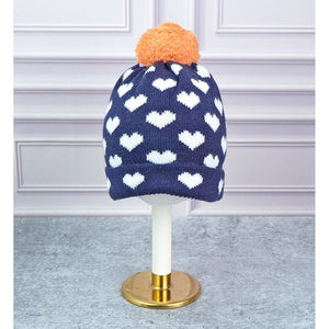 3pcs Navy & Orange Fox matching Beanie Winter Cap, Mufflers and Gloves set, 5 - 10 Years - 5 - 10 Years Winter Wear