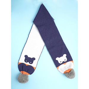 3pcs Navy & Orange Fox matching Beanie Winter Cap, Mufflers and Gloves set, 5 - 10 Years - 5 - 10 Years Winter Wear
