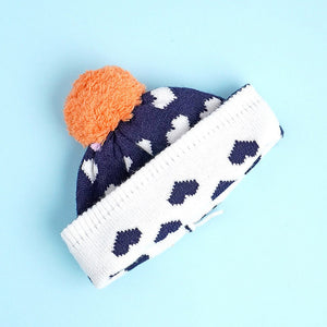 3pcs Navy & Orange Fox matching Beanie Winter Cap, Mufflers and Gloves set, 5 - 10 Years - 5 - 10 Years Winter Wear