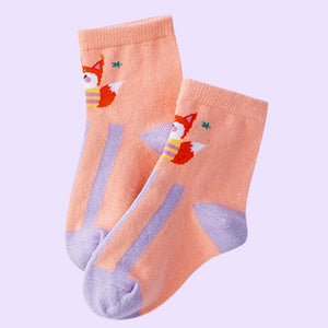 3pcs Peach, Blue, Pink Animal print Socks set for kids - 1 - 3 Years
