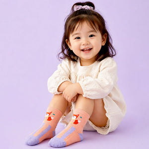 3pcs Peach, Blue, Pink Animal print Socks set for kids - 1 - 3 Years