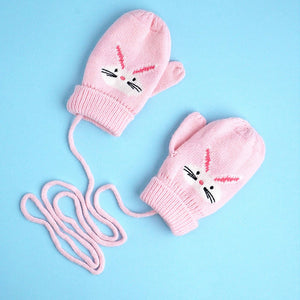 3pcs Pink Bunny Rabbit matching Beanie Winter Cap, Mufflers and Gloves set, 5 - 10 Years - 5 - 10 Years Winter Wear