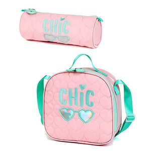 3pcs Pink Cool Glasses Matching Backpack, Lunch Bag and Stationery Pouch, 8yrs to Adults - Back To School