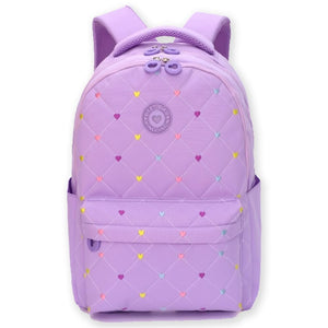 3pcs Purple Mini Heart Matching Backpack, Lunch Bag and Stationery Pouch - Back To School