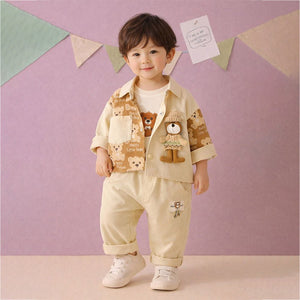 3pcs set, Happy Little Bear Jacket, T-shirt & Pants set for Kids - 2 - 3 Years Kids Clothing