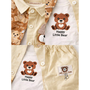3pcs set, Happy Little Bear Jacket, T-shirt & Pants set for Kids - 2 - 3 Years Kids Clothing