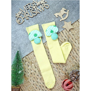 3pcs set of Pink, Cream & Yellow 3d enchanted Mushrooms Socks for Kids (3 Pairs sets) - 