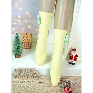 3pcs set of Pink, Cream & Yellow 3d enchanted Mushrooms Socks for Kids (3 Pairs sets) - 