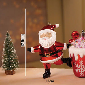 3pcs set of Shiny Red Santa, Elf and Marshmallow Mug christmas Tree Ornaments - Christmas