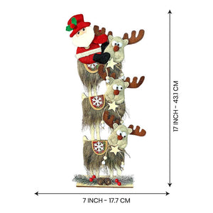 3tier Wooden MDF Stacked Reindeer & Santa christmas Home and Office Décor - 