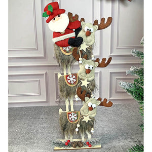 3tier Wooden MDF Stacked Reindeer & Santa christmas Home and Office Décor - 
