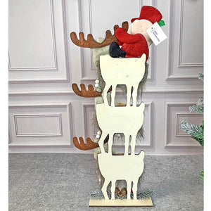 3tier Wooden MDF Stacked Reindeer & Santa christmas Home and Office Décor - 