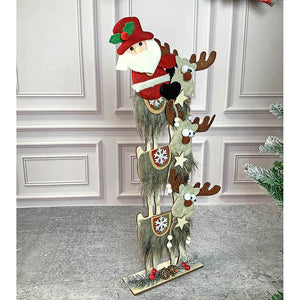 3tier Wooden MDF Stacked Reindeer & Santa christmas Home and Office Décor - 