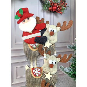3tier Wooden MDF Stacked Reindeer & Santa christmas Home and Office Décor - 