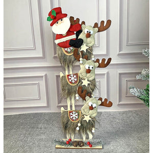3tier Wooden MDF Stacked Reindeer & Santa christmas Home and Office Décor - 