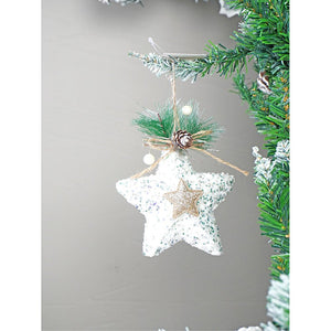 4 pcs Glitter Jute Snowy Elf themed Christmas Tree Ornaments - XMAS TREE ORNAMENTS