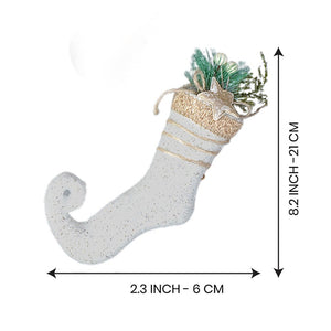 4 pcs Glitter Jute Snowy Elf themed Christmas Tree Ornaments - XMAS TREE ORNAMENTS