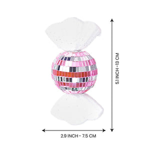 4 pcs Pink Shiny Disco themed medium Sized candy shaped Christmas Tree Ornaments - XMAS TREE ORNAMENTS