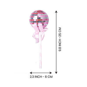 4 pcs Pink Shiny Disco themed medium Sized candy shaped Christmas Tree Ornaments - XMAS TREE ORNAMENTS