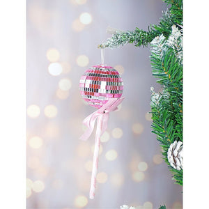 4 pcs Pink Shiny Disco themed medium Sized candy shaped Christmas Tree Ornaments - XMAS TREE ORNAMENTS
