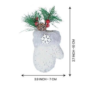 4 pcs Silver Furry Winter Accessories themed Christmas Tree Ornaments - XMAS TREE ORNAMENTS