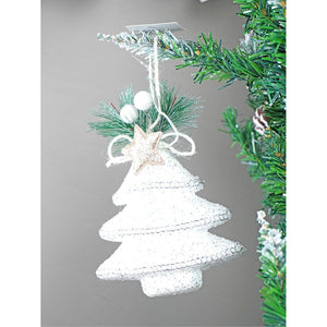 4 pcs Silver Furry Winter Accessories themed Christmas Tree Ornaments - XMAS TREE ORNAMENTS