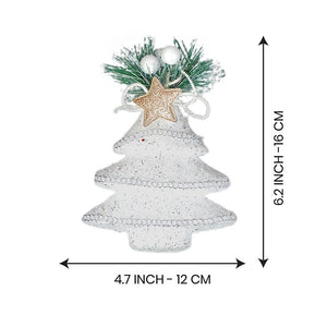 4 pcs Silver Furry Winter Accessories themed Christmas Tree Ornaments - XMAS TREE ORNAMENTS