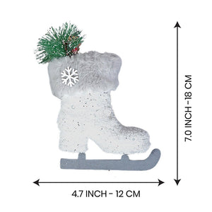 4 pcs Silver Furry Winter Accessories themed Christmas Tree Ornaments - XMAS TREE ORNAMENTS