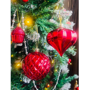40 pcs Deep Shiny Red Theme Hanging Christmas Tree Ornaments - 