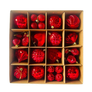 40 pcs Deep Shiny Red Theme Hanging Christmas Tree Ornaments - 