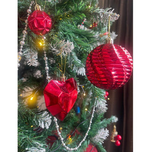 40 pcs Deep Shiny Red Theme Hanging Christmas Tree Ornaments - 