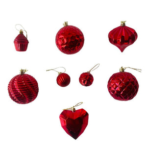 40 pcs Deep Shiny Red Theme Hanging Christmas Tree Ornaments - 