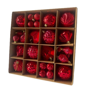 40 pcs Deep Shiny Red Theme Hanging Christmas Tree Ornaments - 