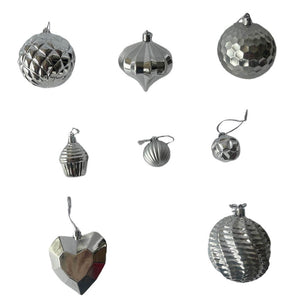 40 pcs Silver Theme Hanging Christmas Tree Ornaments - 