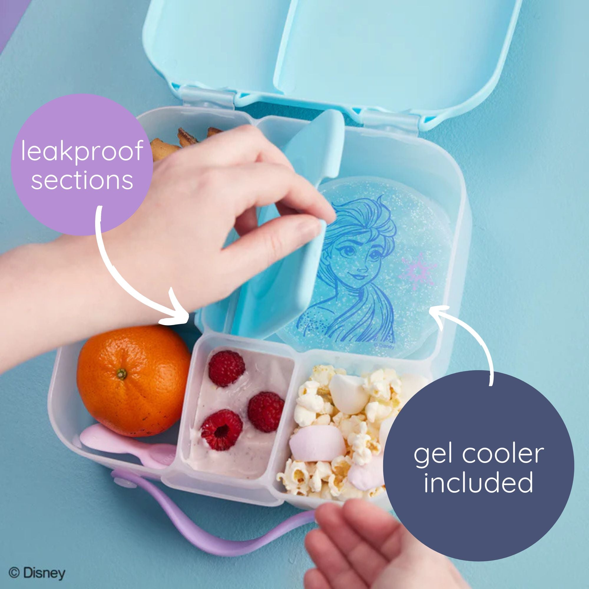 b.box Frozen Lunchbox - Adjustable Divider, Flexi Fruit Holder & 2L Capacity - Multicolor
