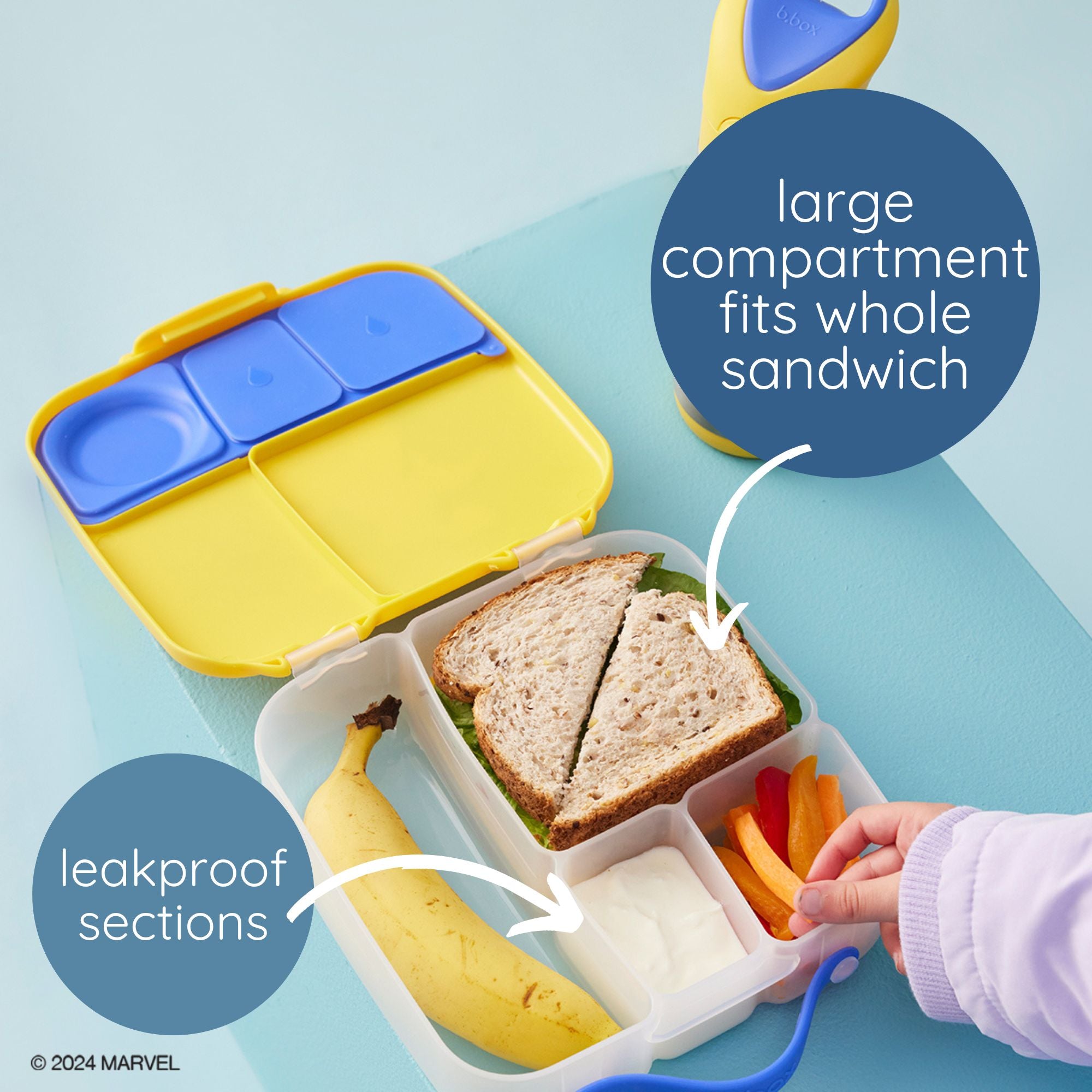 b.box Spidey Lunchbox - Adjustable Divider, Flexi Fruit Holder