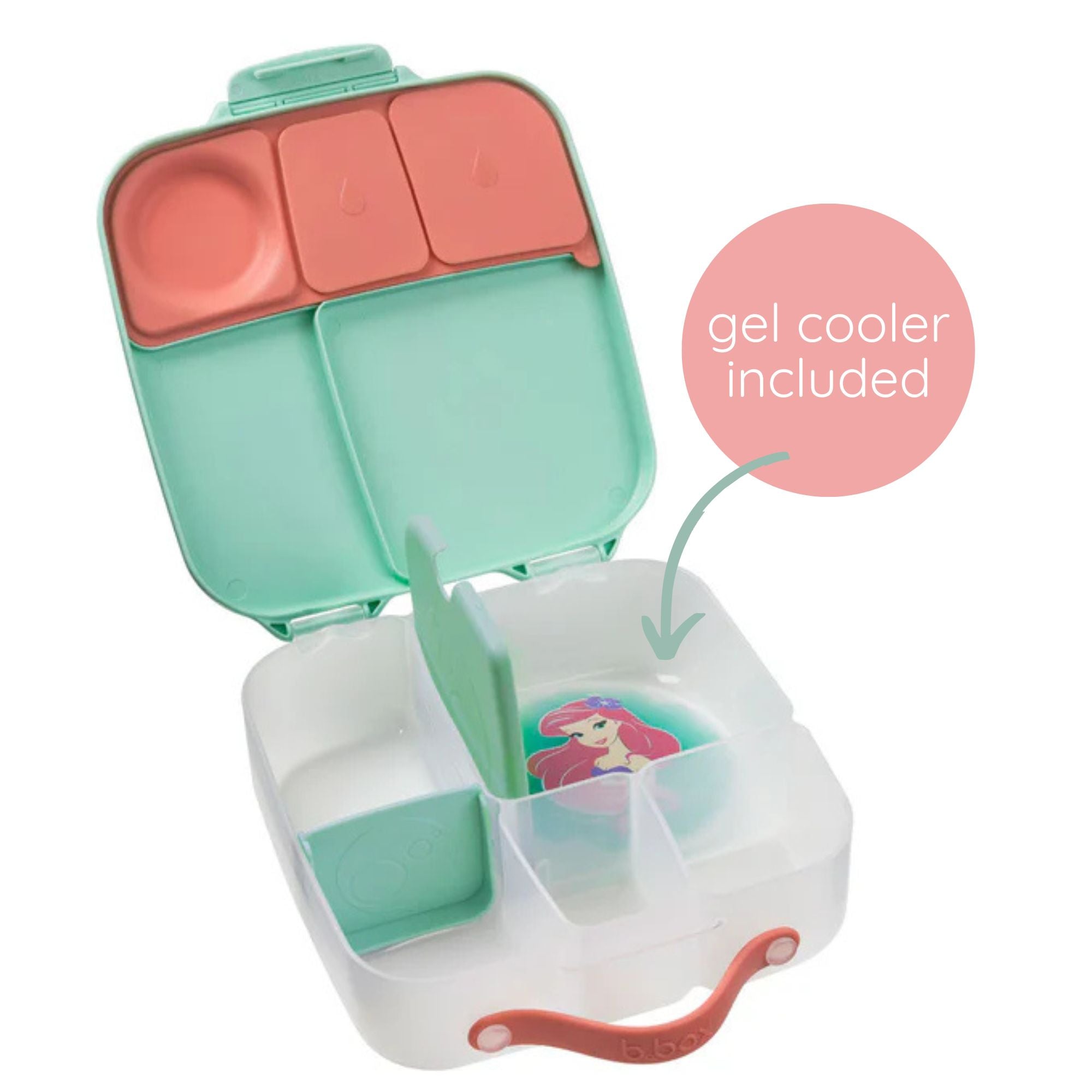b.box Little Mermaid Lunchbox - Adjustable Divider, Flexi Fruit Holder & 2L Capacity - Multicolor