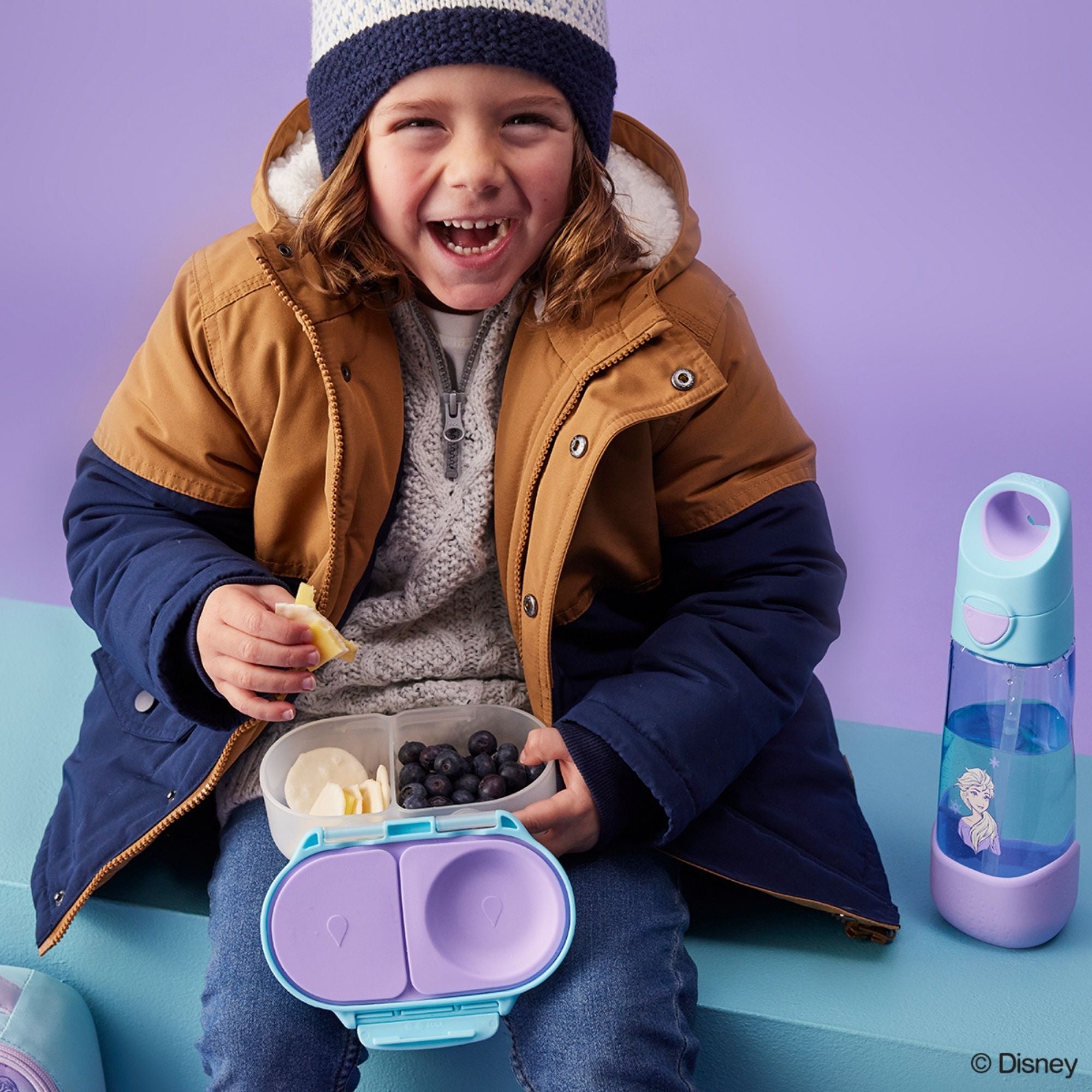 b.box Frozen Snackbox for Kids - Leak-Proof, 2 Compartments & Easy to Carry - Multicolor