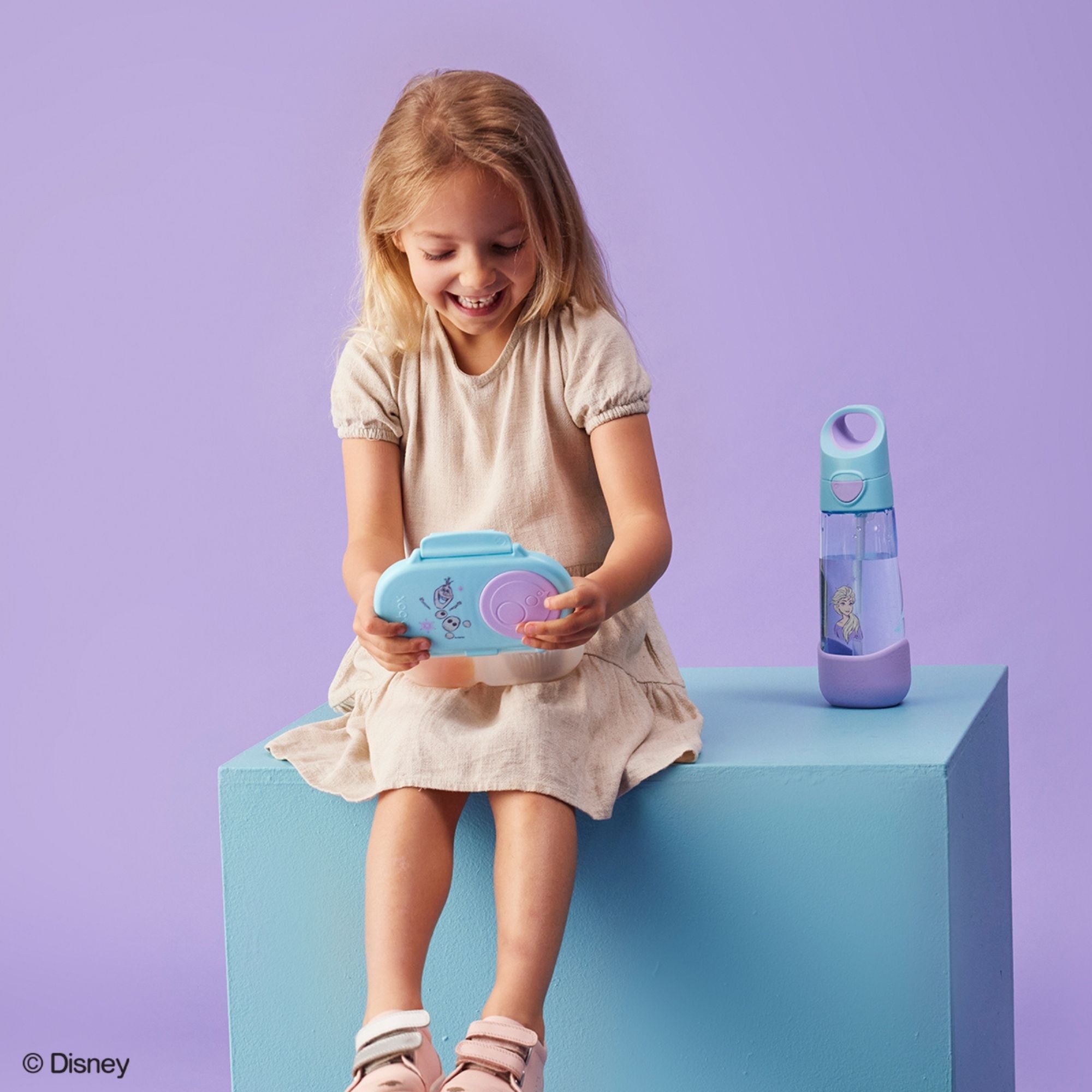 b.box Frozen Snackbox for Kids - Leak-Proof, 2 Compartments & Easy to Carry - Multicolor