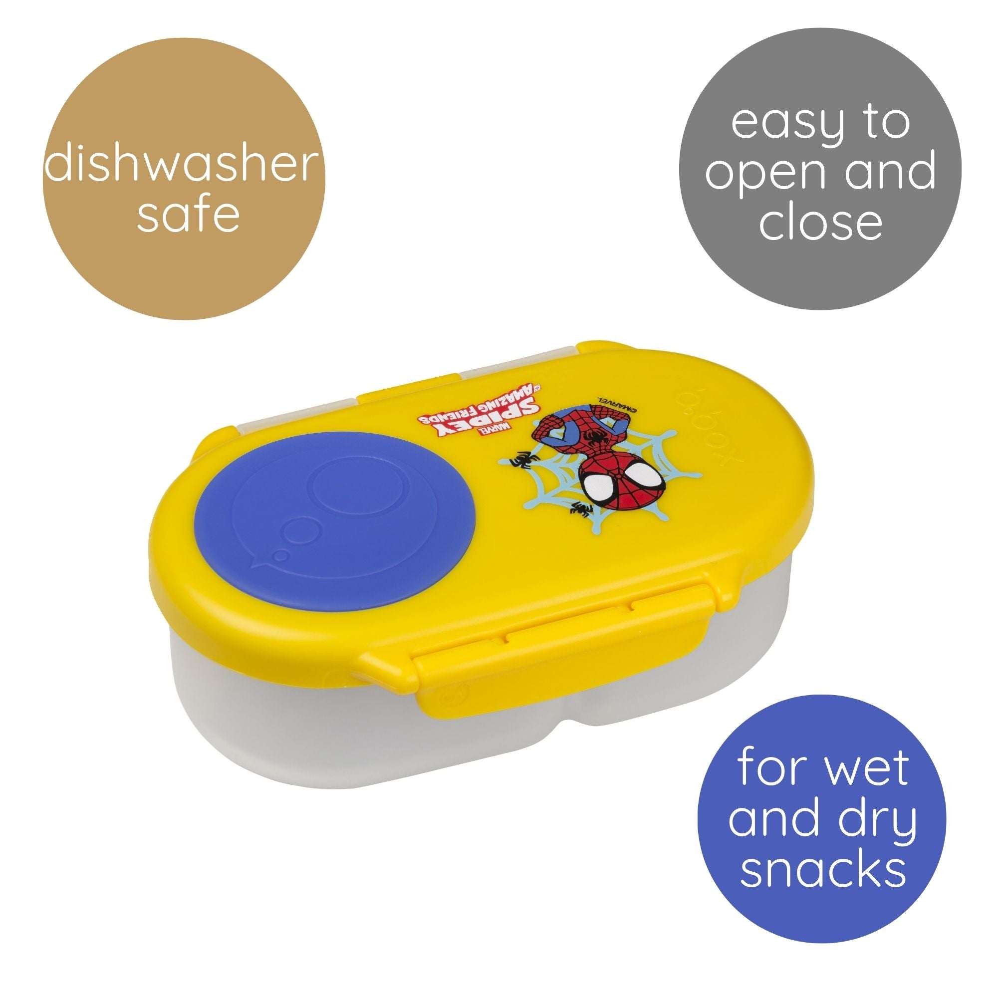 b.box Spidey Snackbox for Kids - Leak-Proof, 2 Compartments & Easy to Carry - Multicolor