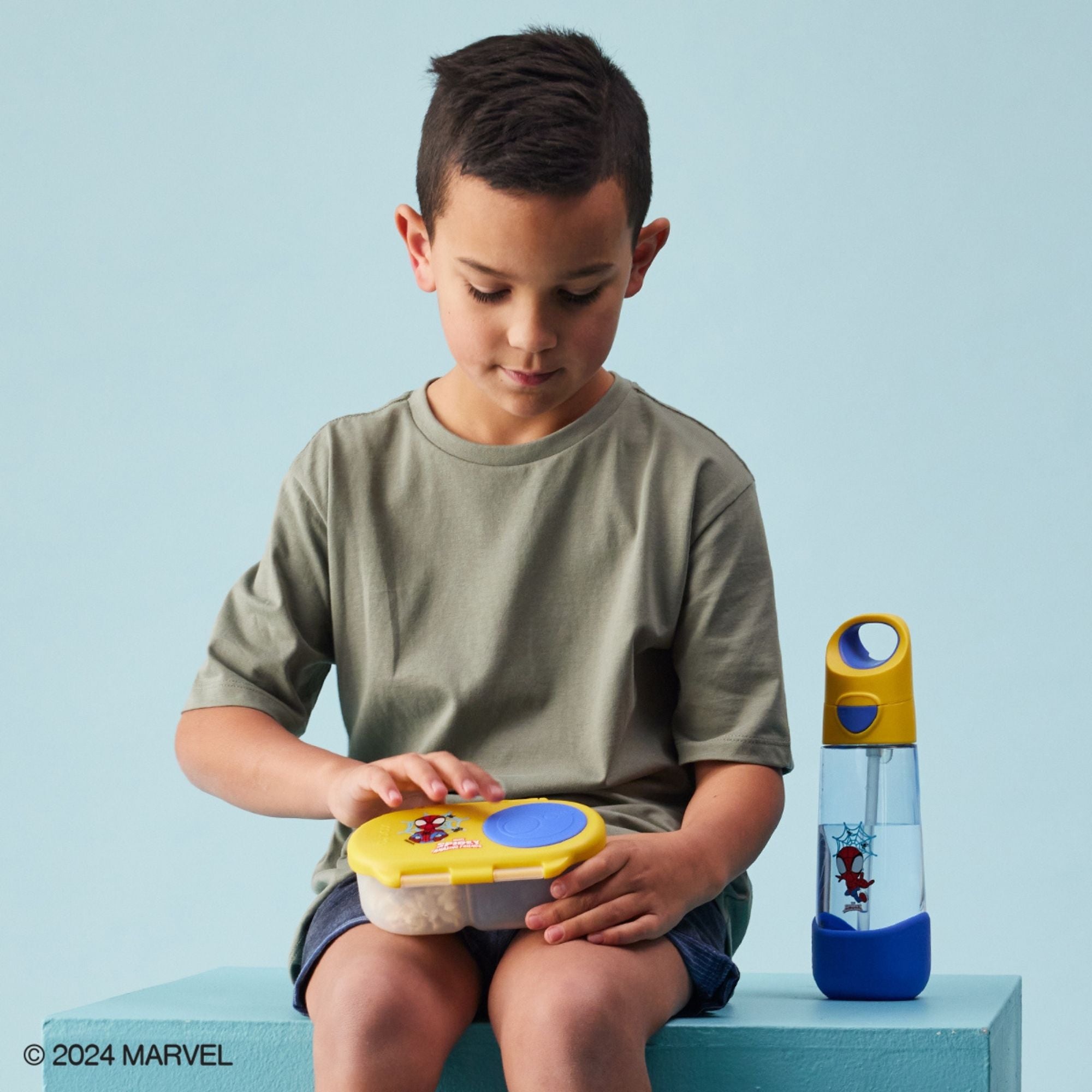 b.box Spidey Snackbox for Kids - Leak-Proof, 2 Compartments & Easy to Carry - Multicolor