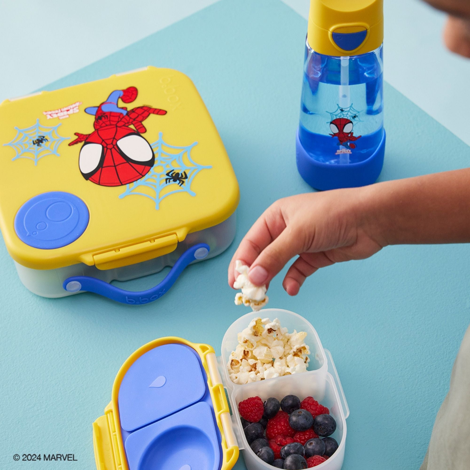 b.box Spidey Snackbox for Kids - Leak-Proof, 2 Compartments & Easy to Carry - Multicolor