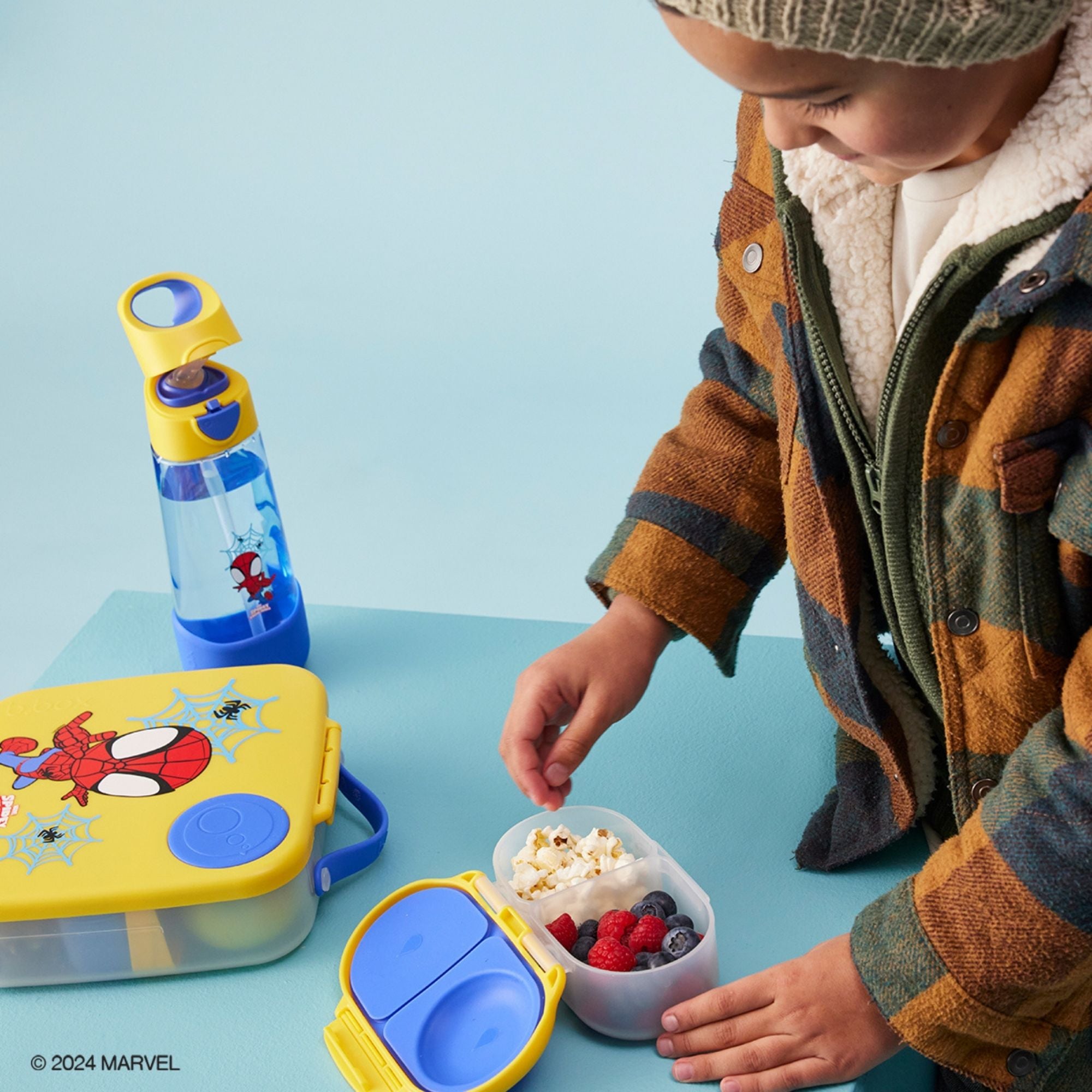 b.box Spidey Snackbox for Kids - Leak-Proof, 2 Compartments & Easy to Carry - Multicolor