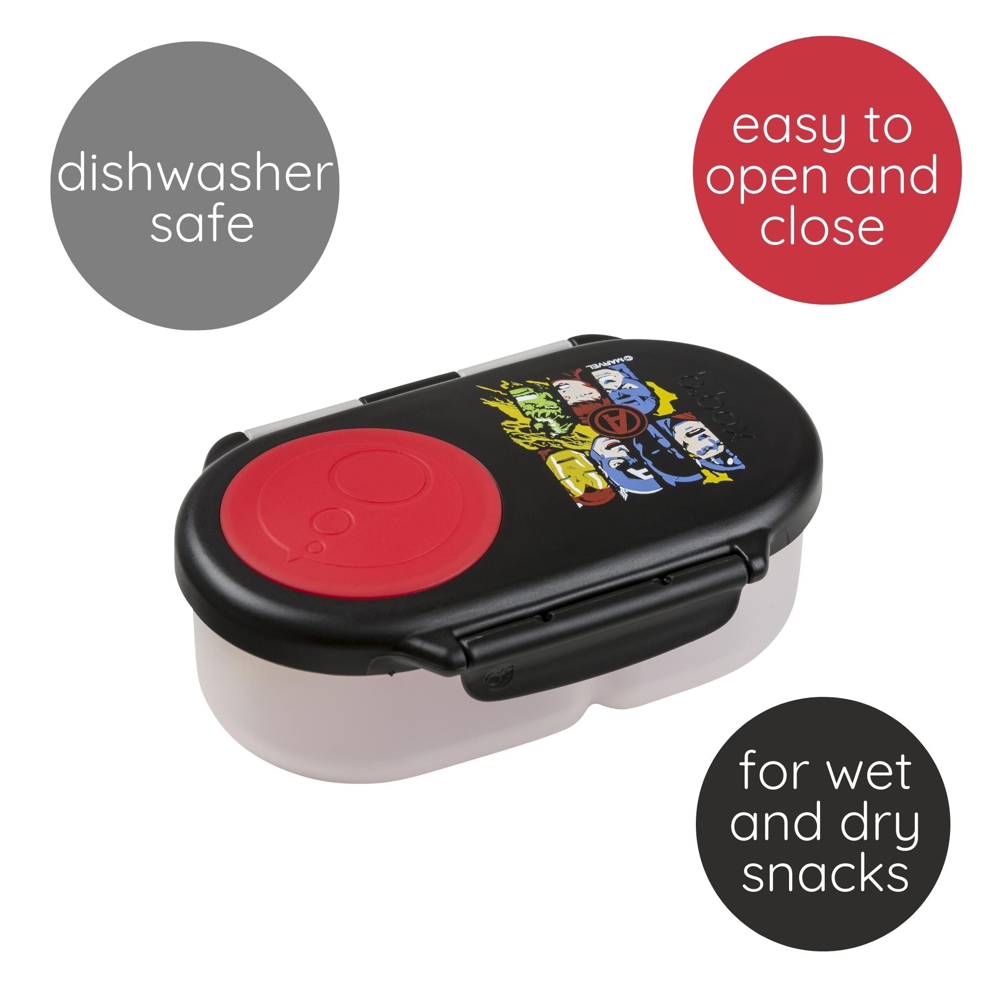 b.box Avengers Snackbox for Kids - Leak-Proof, 2 Compartments & Easy to Carry - Multicolor