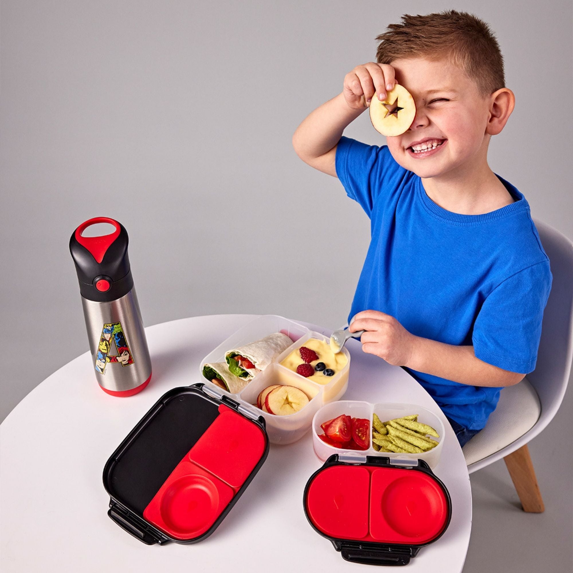 b.box Avengers Snackbox for Kids - Leak-Proof, 2 Compartments & Easy to Carry - Multicolor